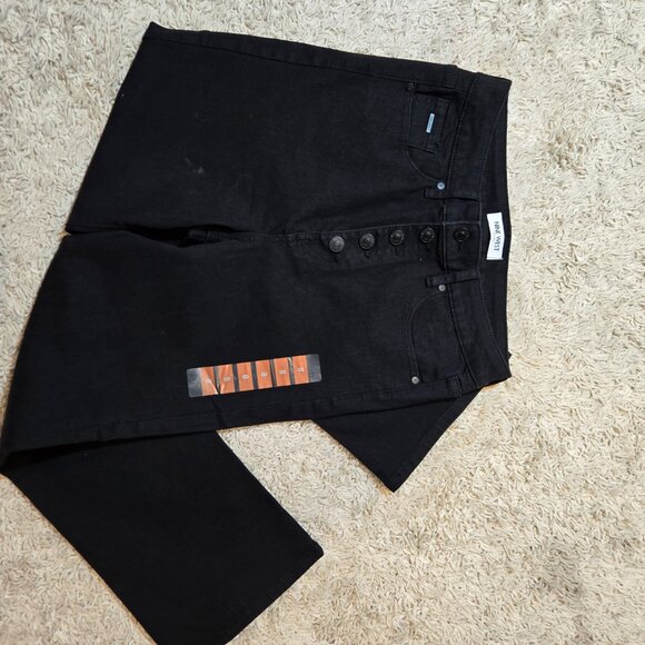 🖤New Nine West Black Stretch ButtonUp High Rise Straight Leg Cotton Blend Jeans - Picture 9 of 10